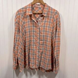 Ces Femme plaid raw hem button down shirt
